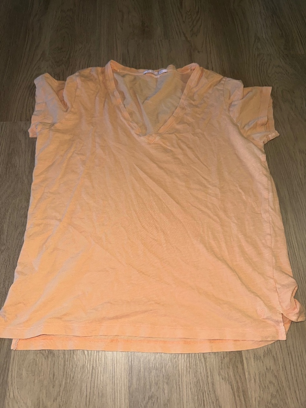 Victoria's Secret Peach Slub Knit V Neck Tee Soft Lounge Top‎